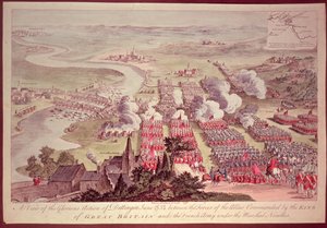 A View of the Glorious Action of Dettingen, June 16-27 1743, between the Forces of the Allies Commanded by the King of Great Britain and the French Army under the Marshal Noailles, engraved by F. Daremberg